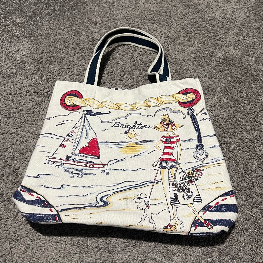 Brighton Nautical Canvas Tote - White, Red, and Blue